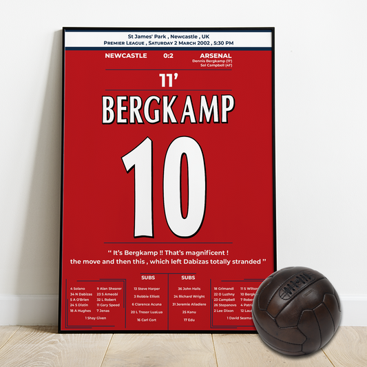 Berkgamp's magnificent goal with Arsenal Vs NEWCASTLE in the Premier league 2002