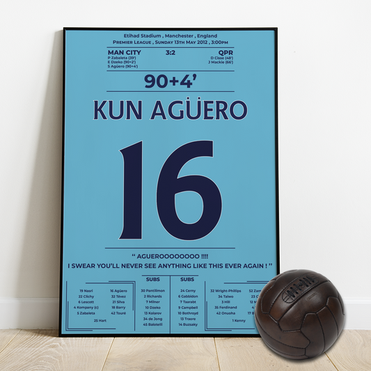 Aguero’s Last-Minute Goal Secures Manchester City’s Historic Premier League Title in 2012